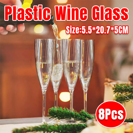 8pcs 180ml Tall Plastic Champagne Glasses for Events