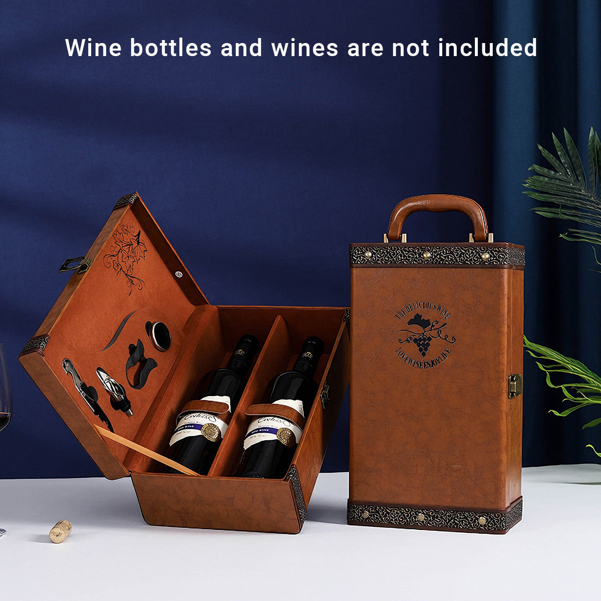 Portable Wine Gift Box Single or Double Bottle with 4 Accessories