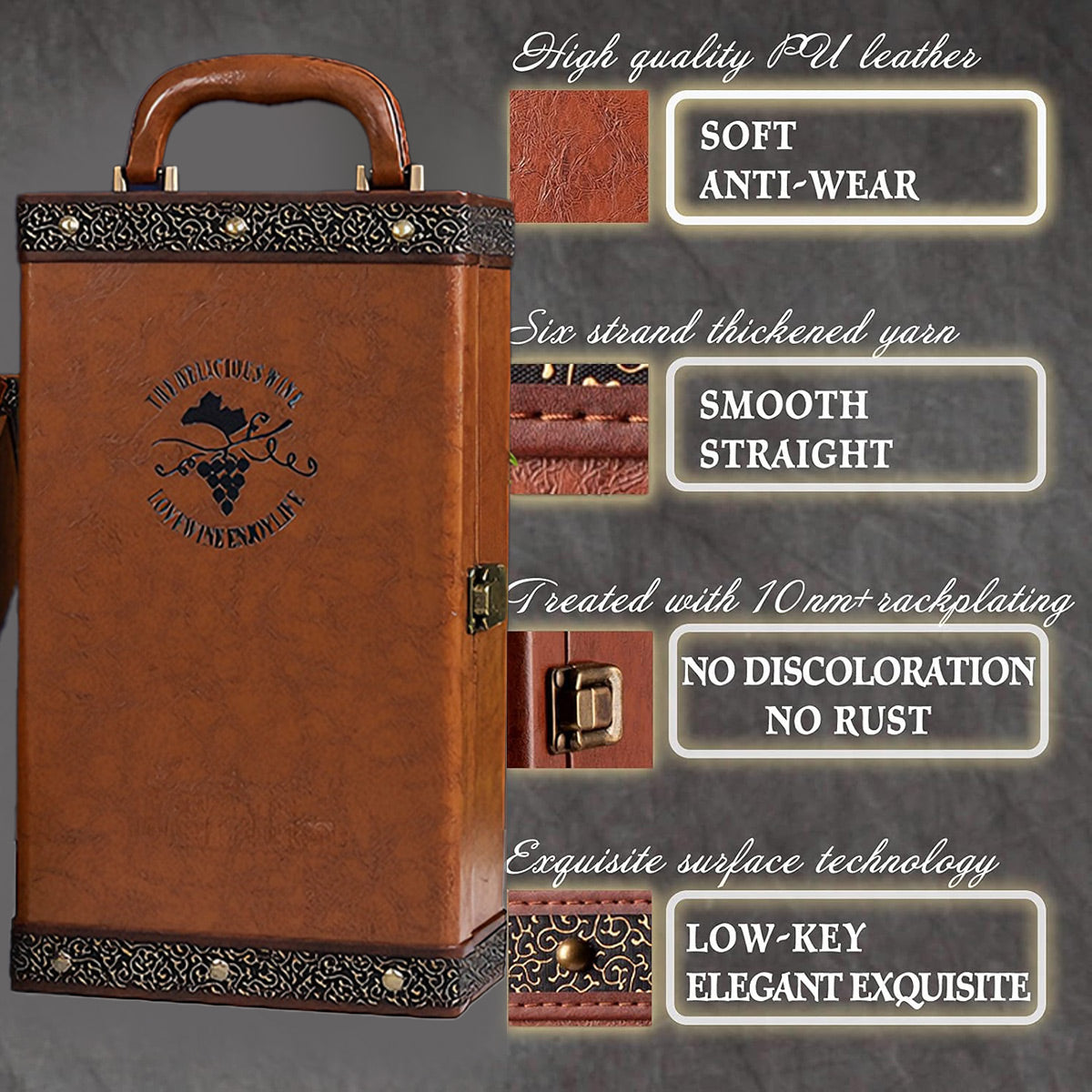 Portable Wine Gift Box Single or Double Bottle with 4 Accessories