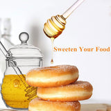 Household Glass Honey Jar with Lid 2PCS Stirring Rod Transparent Honey Bottle