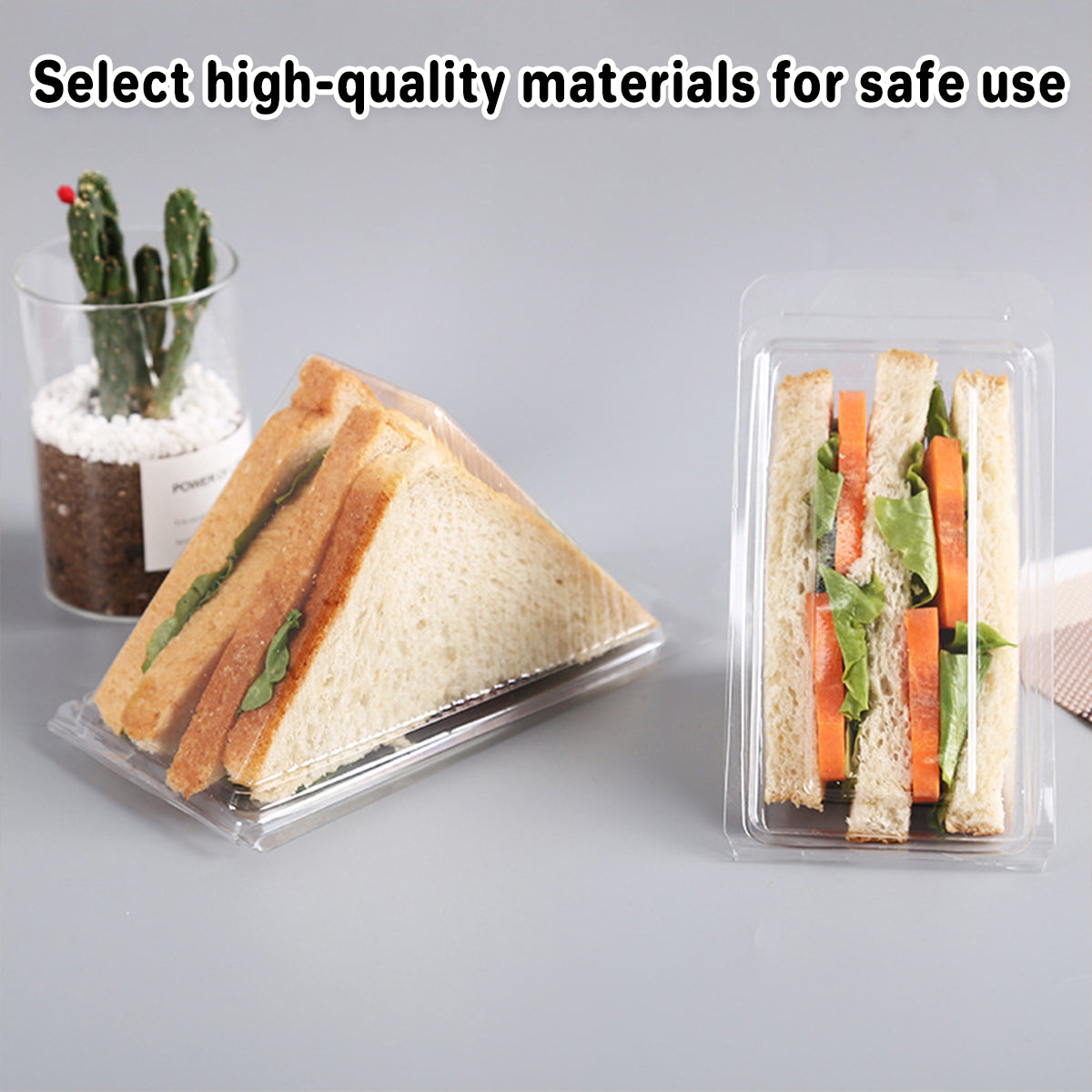 100pcs Transparent Triangle Plastic Sandwich Boxes