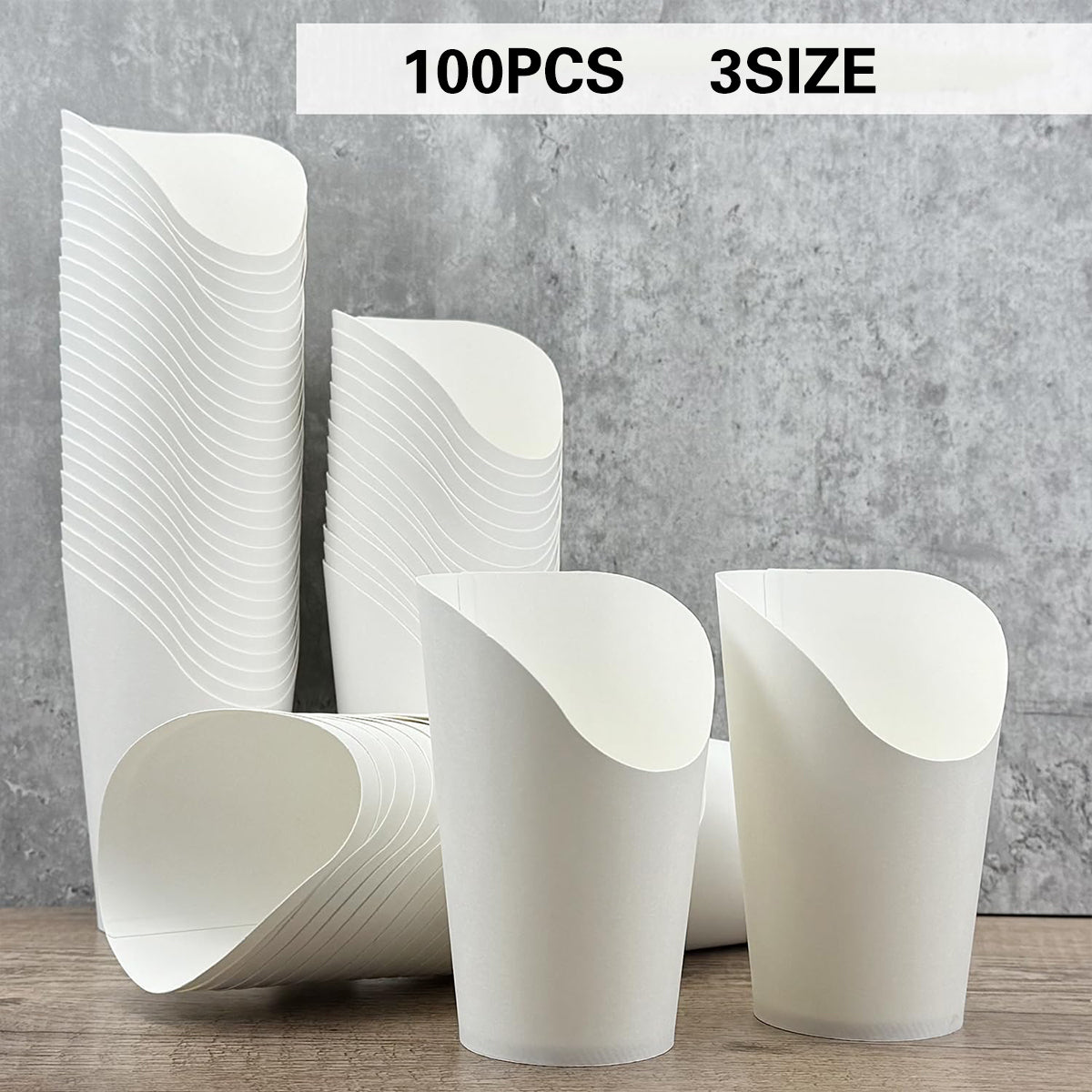 100PCS French Fry Cups 12/14/16oz Food-Grade Oil-Resistant Paper
