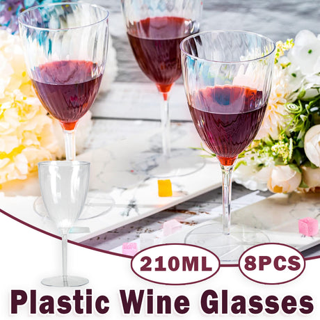 8pcs 210ml Plastic Twill Wine Glasses for Party Bar