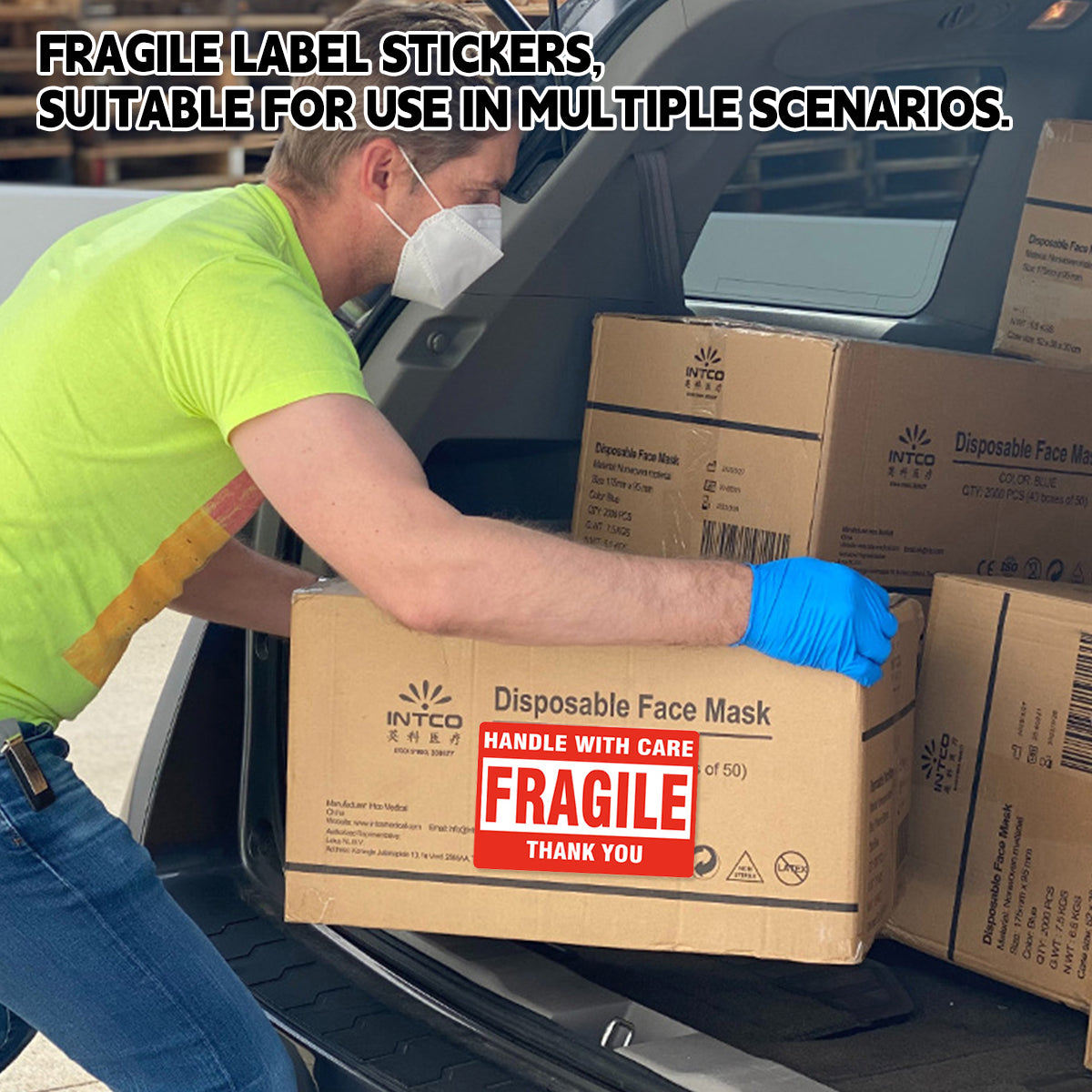 Fragile Warning Stickers Roll 3x5in Shipping Labels 500PCS