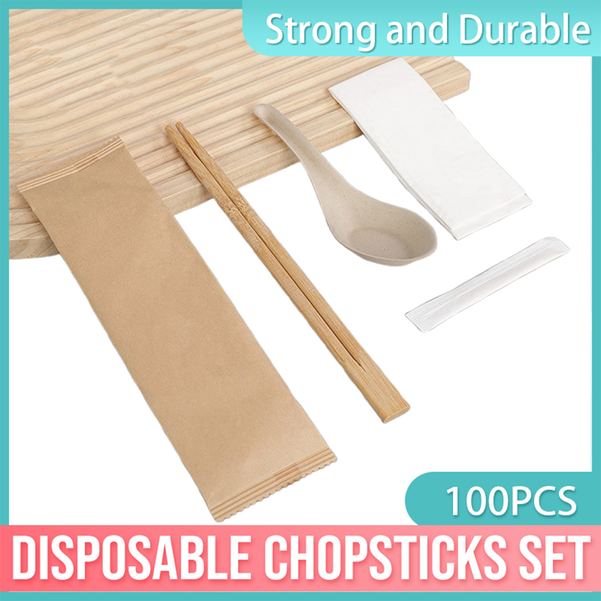 100pcs Disposable Chopsticks 4-Pair Packs for Home Restaurant