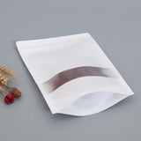 100PCS Kraft Paper Bags with Clear Window Zip Lock Stand-Up Packaging
