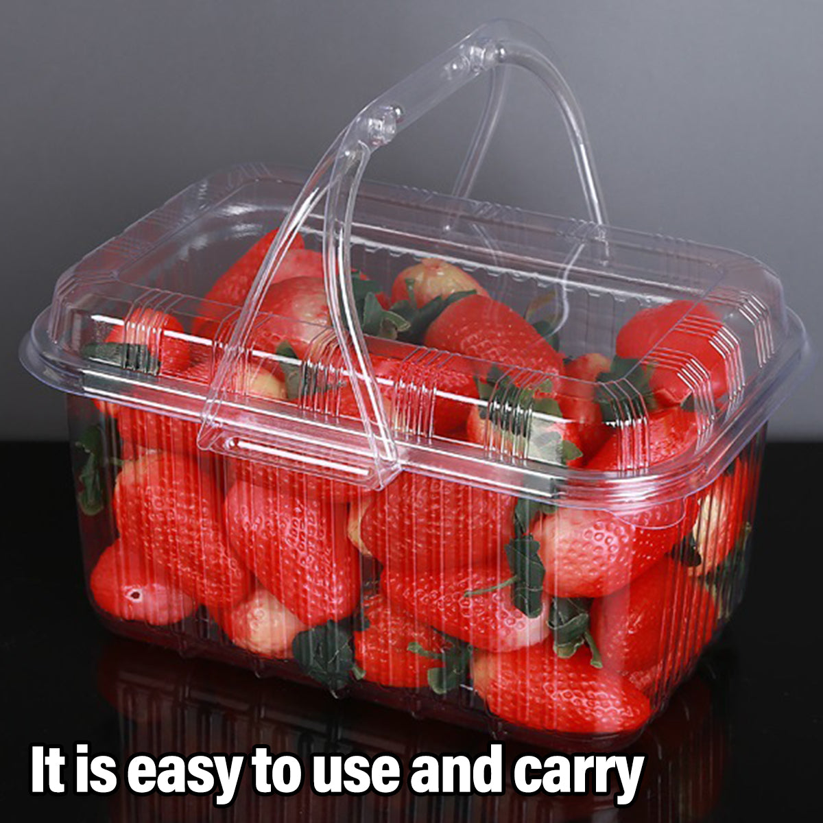 20pcs Transparent Plastic Fruit Boxes Handbasket Style