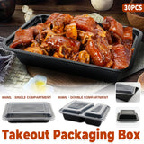 30PCS Food-Grade Takeout Packaging Boxes with Clear Lids for Meal Prep