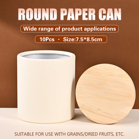 10PCS Kraft Paper Tube Canisters with Wooden Lids Tea Coffee Packaging