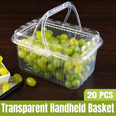 20pcs Transparent Plastic Fruit Boxes Handbasket Style