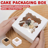 50PCS Cake Packaging Boxes with Transparent Window Durable