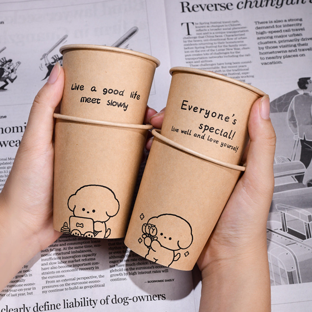 300PCS Disposable Paper Cups 250ml Food-Grade Leakproof