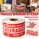 Fragile Warning Stickers Roll 3x5in Shipping Labels 500PCS