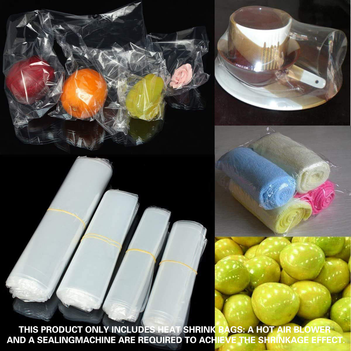 Food-Grade POF Heat Shrink Bags 100/200PCS for Vacuum Sealer Packaging