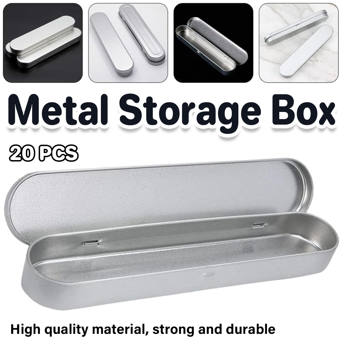 20pcs Metal Pencil Box Tin Storage Case Organizer