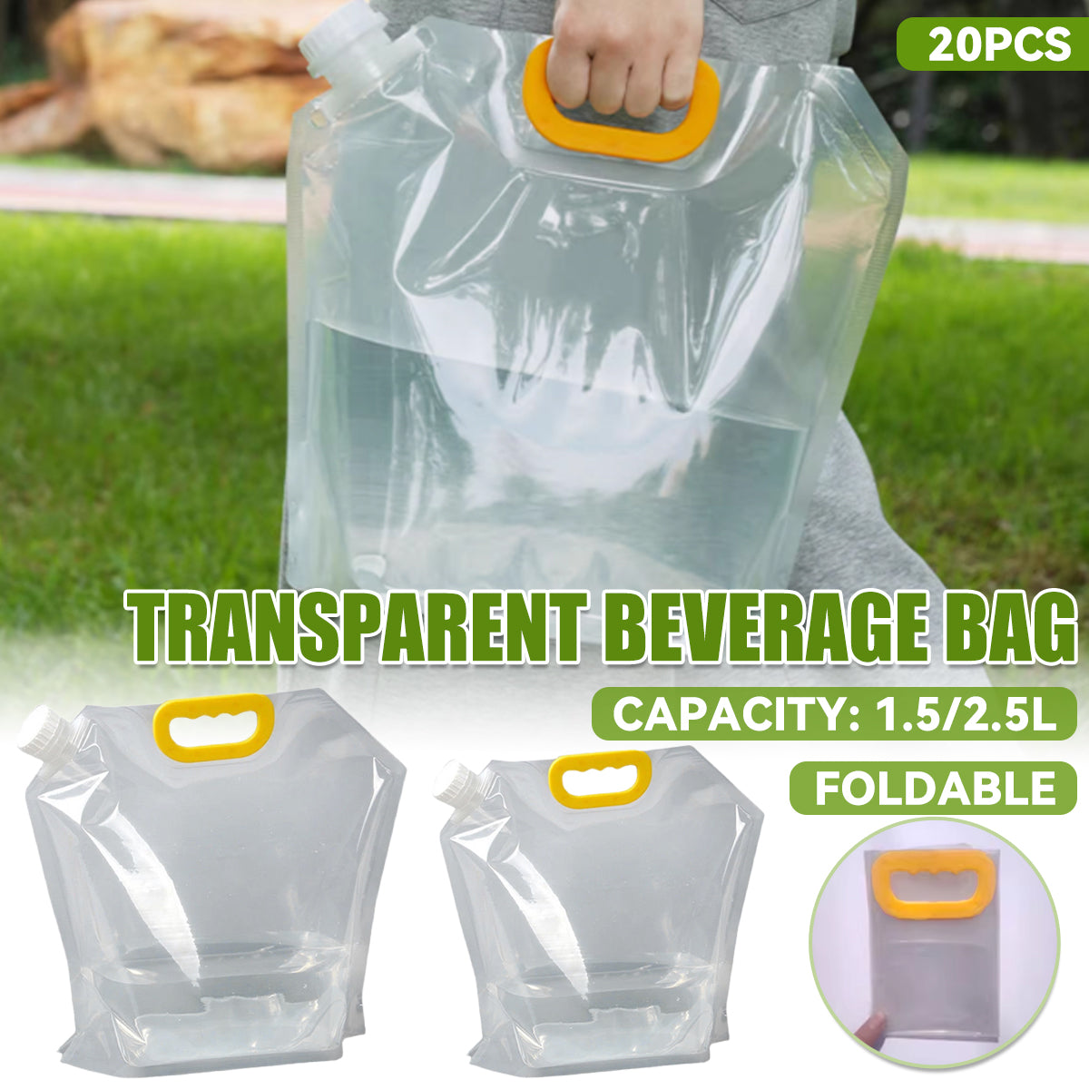 20PCS Large Capacity Portable Transparent Beverage Bags Outdoor Use