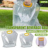 20PCS Large Capacity Portable Transparent Beverage Bags Outdoor Use