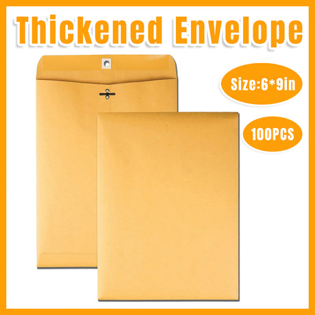 100pcs Kraft Paper Envelope Bags with Iron Buckle