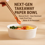 50PCS 750ml Disposable Paper Bowls with Lids Food-Grade for Takeaway Packaging