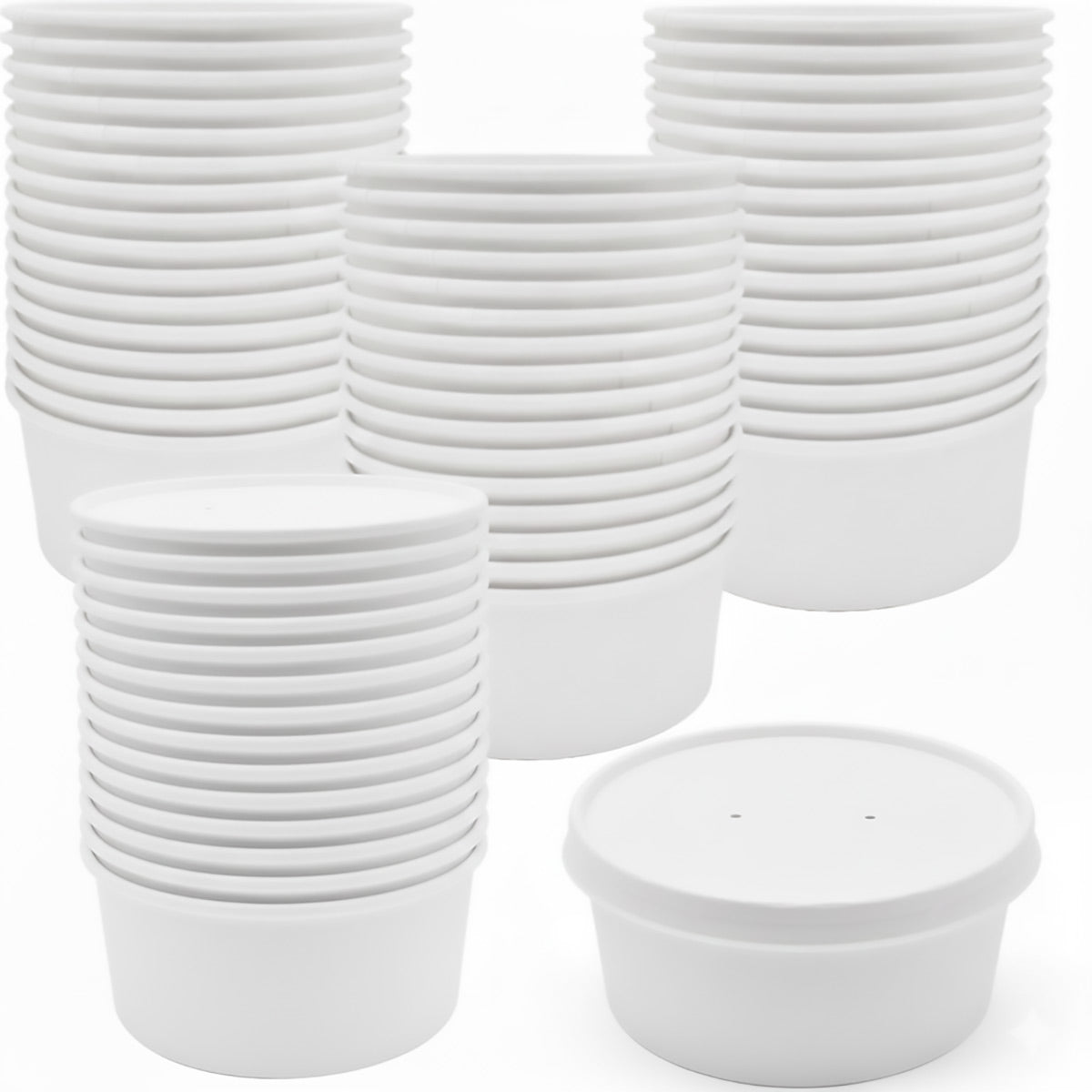 50PCS 750ml Disposable Paper Bowls with Lids Food-Grade for Takeaway Packaging