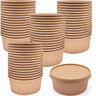50PCS 750ml Disposable Paper Bowls with Lids Food-Grade for Takeaway Packaging