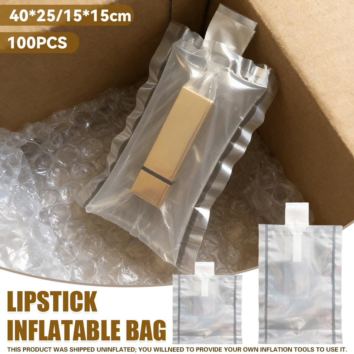 100PCS Clear Inflatable Lipstick Protective Bags Shockproof Packaging