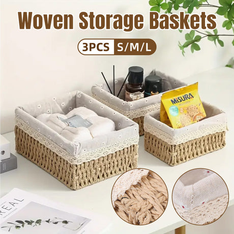 Rattan Storage Basket Woven 3PCS