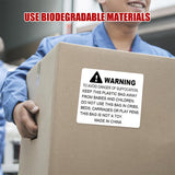 Anti-Choking Warning Labels Water-Based Adhesive Safety Stickers