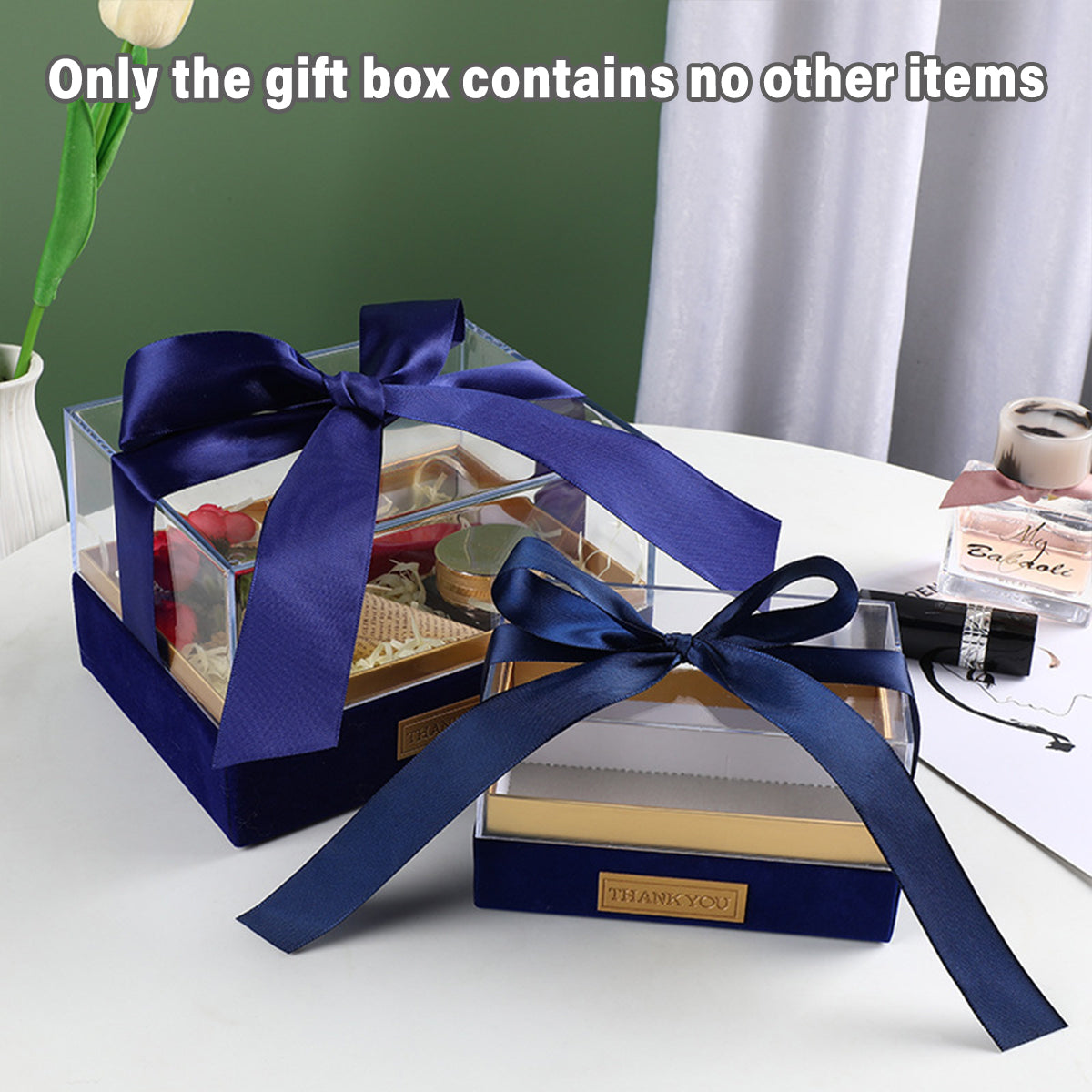 Clear Acrylic Gift Box with Bow for Display Packaging