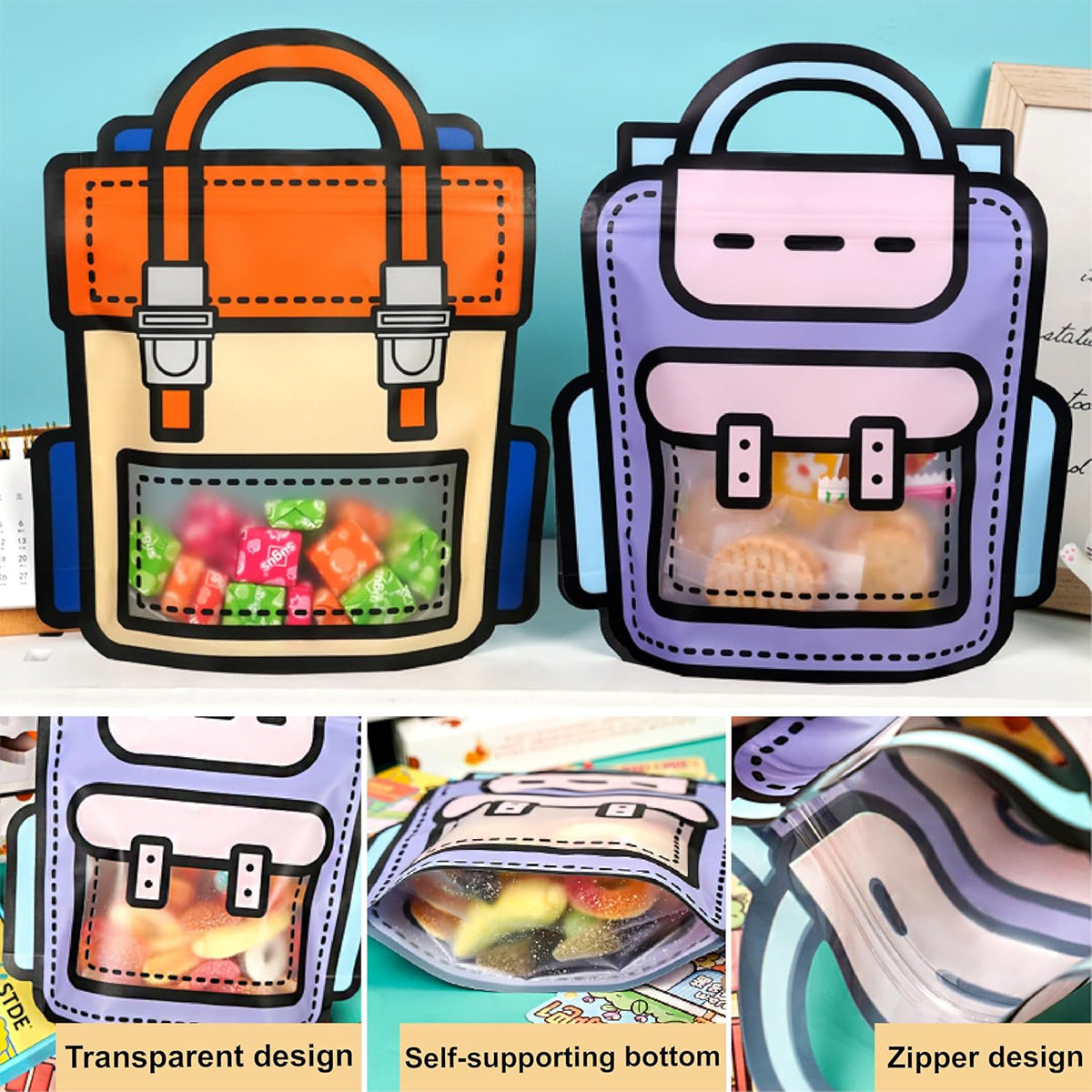 50pcs Clear Gift Bags Small Snack Toy Storage Pouch