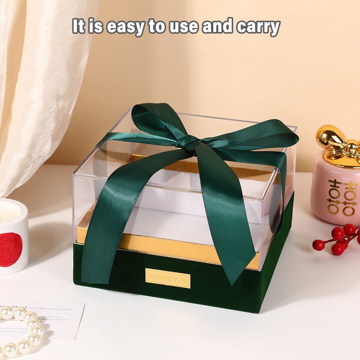 Clear Acrylic Gift Box with Bow for Display Packaging