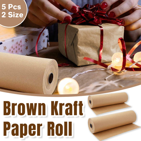 Brown Kraft Paper Rolls Gift Wrapping 5PCS