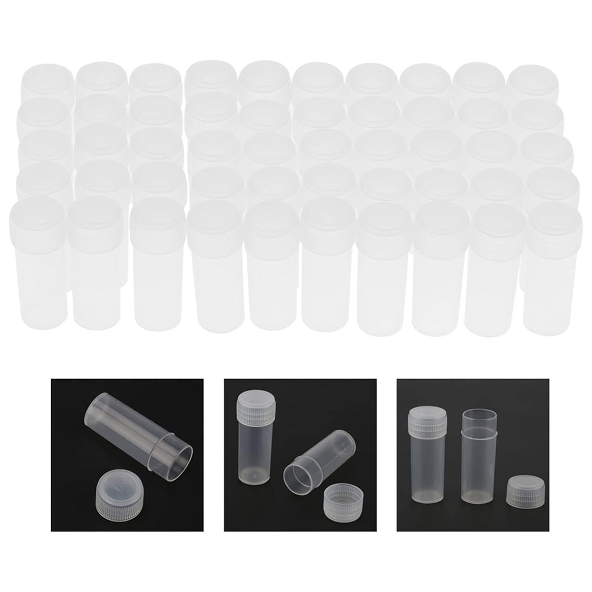 200PCS 5ml Clear Plastic Sample Bottles with Screw Lids for Storage