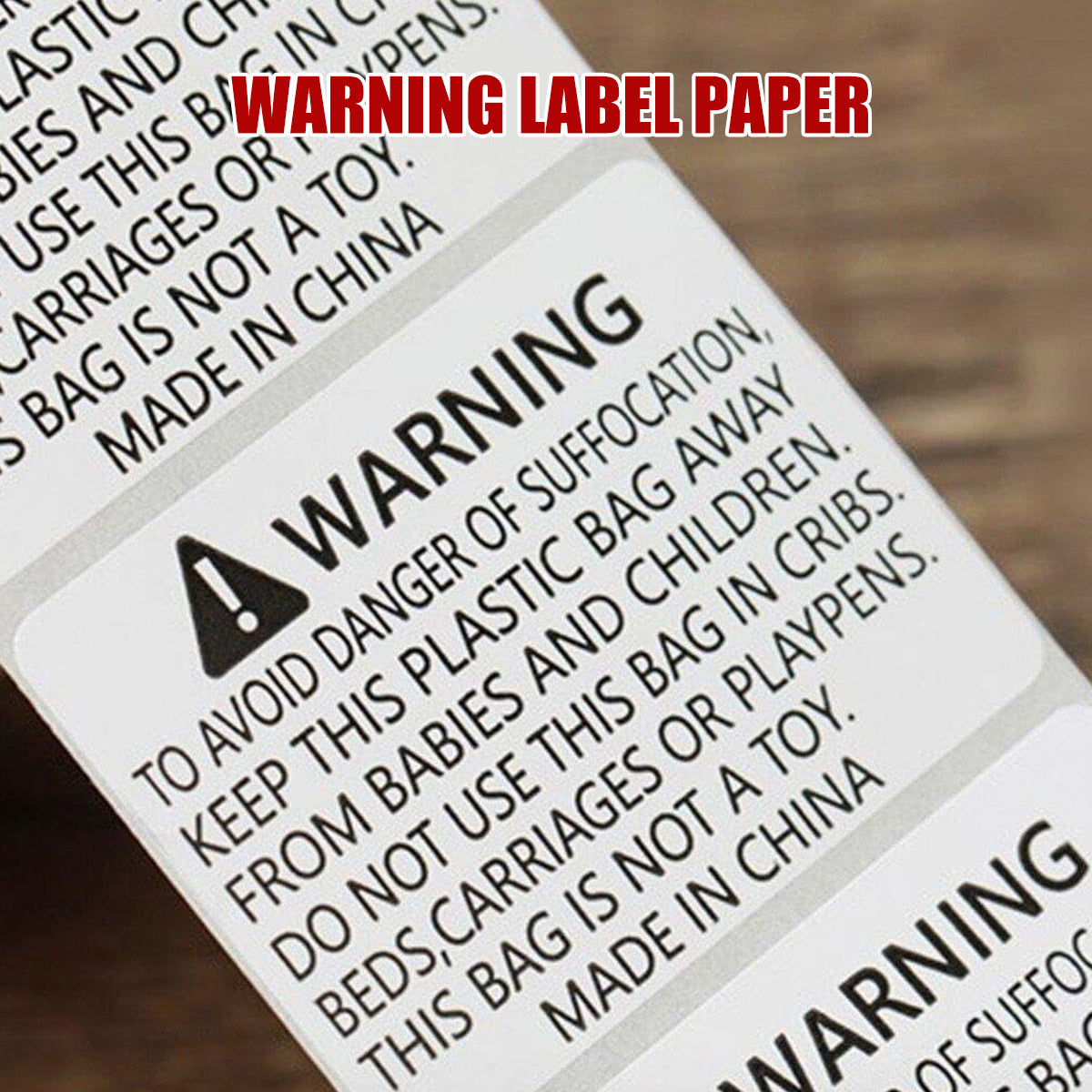 Anti-Choking Warning Labels Water-Based Adhesive Safety Stickers