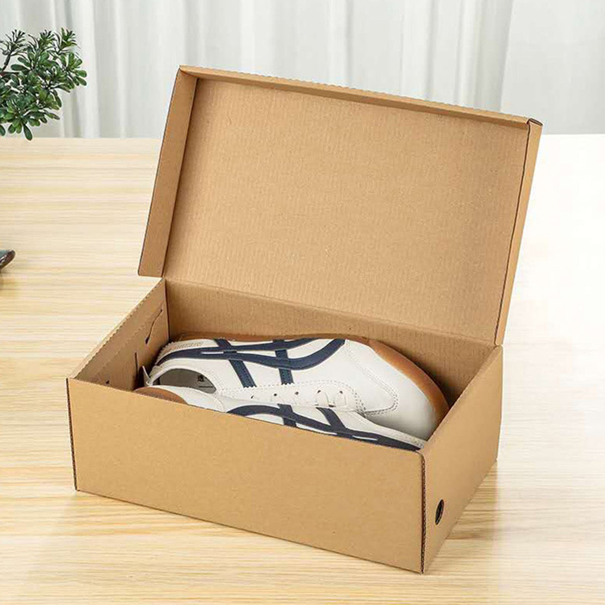 20pcs Kraft Paper Shoe Boxes Clamshell Storage Organizer