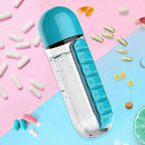 2 IN 1 Water Bottle With 7 Day Pill Box Organizer 1PC 5Colours 600ml - Discount Packaging Warehouse