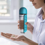 2 IN 1 Water Bottle With 7 Day Pill Box Organizer 1PC 5Colours 600ml - Discount Packaging Warehouse