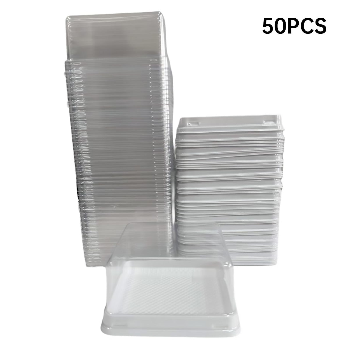 50PCS Transparent Cake Packaging Boxes 12x12x6.5cm PET Bakery Boxes