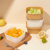 50PCS Disposable Square Food Containers with Lids 750ml Leak-Proof Kraft