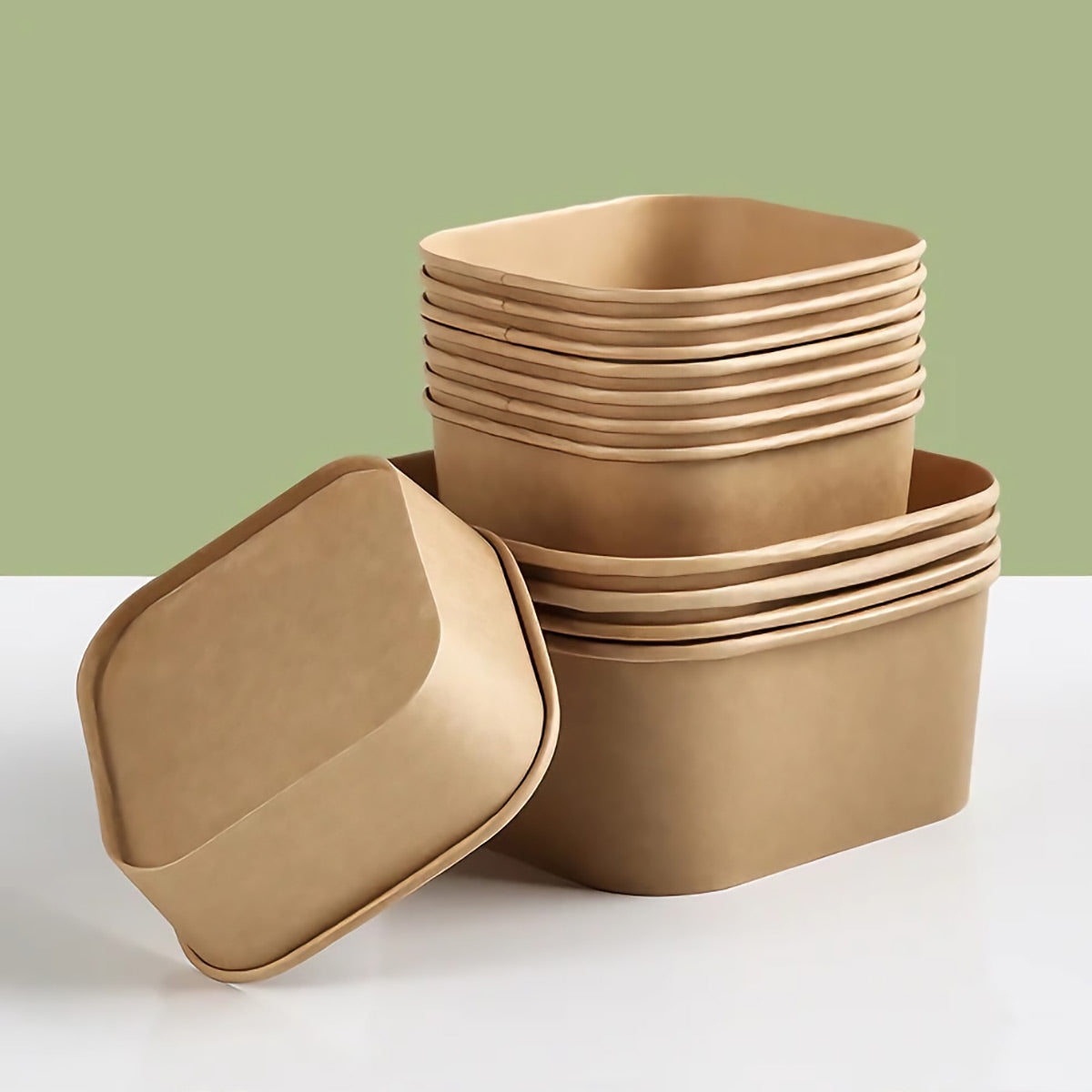 50PCS Disposable Square Food Containers with Lids 750ml Leak-Proof Kraft