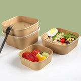 50PCS Disposable Square Food Containers with Lids 750ml Leak-Proof Kraft