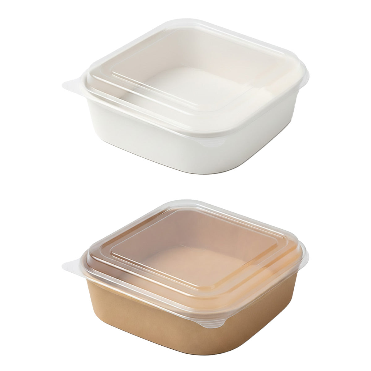 50PCS Disposable Square Food Containers with Lids 750ml Leak-Proof Kraft