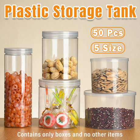 Plastic Food Bottles Transparent Sealed Storage Tanks 50PCS