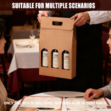 5PCS 3 Bottle Kraft Paper Wine Gift Boxes with Handle Packaging