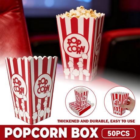 50PCS Greaseproof Popcorn Boxes Paperboard Snack Containers