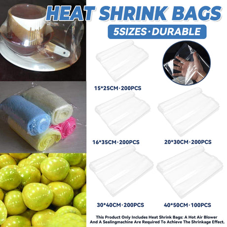 Food-Grade POF Heat Shrink Bags 100/200PCS for Vacuum Sealer Packaging