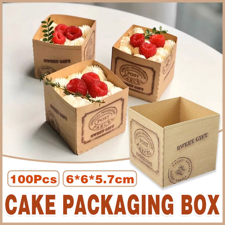 100pcs Kraft Paper Cupcake Boxes Holders for Party Dessert
