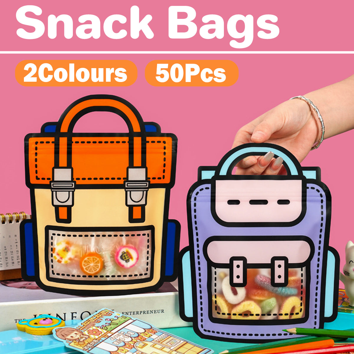 50pcs Clear Gift Bags Small Snack Toy Storage Pouch