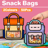 50pcs Clear Gift Bags Small Snack Toy Storage Pouch