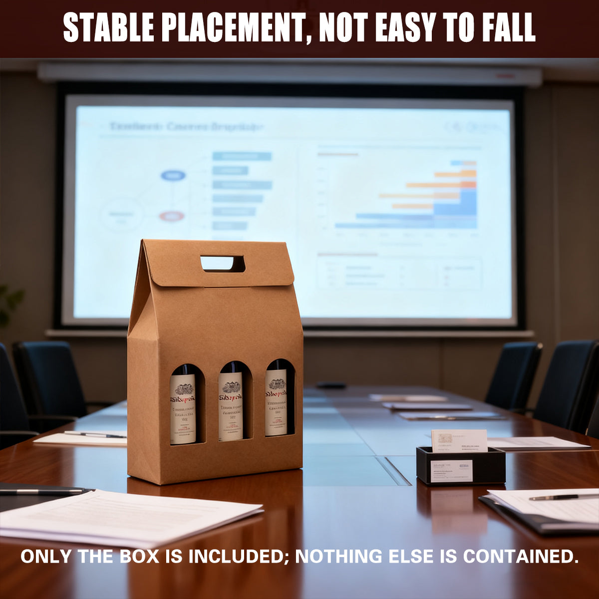 5PCS 3 Bottle Kraft Paper Wine Gift Boxes with Handle Packaging